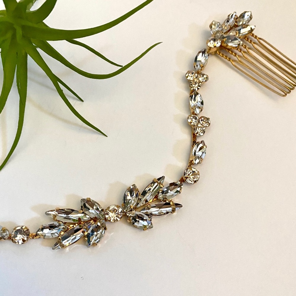 Bridal/Prom Gold & Clear headpiece
